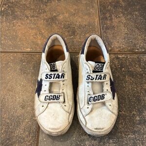 Golden Goose Kids White and Blue Sneakers
